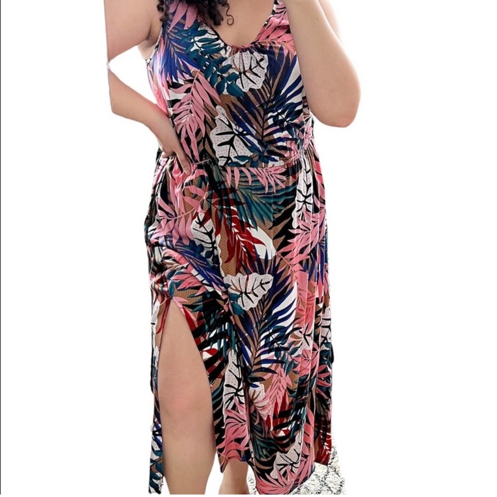 City Chic Tropical Print Maxi Dress size small 14